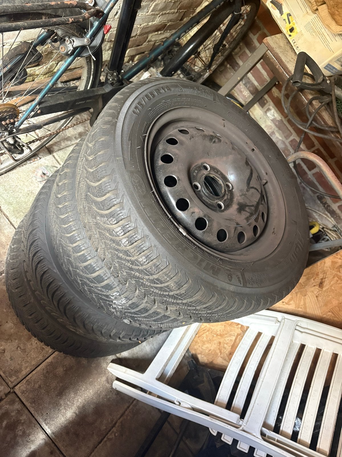 Michelin Alpin winterbanden op stalen velg 175/65 R14, Auto diversen, Auto-accessoires, Ophalen of Verzenden, Gebruikt