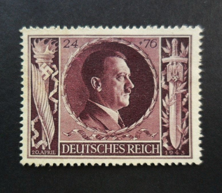Historie 3eRijk - zegel tgv 54e verjaardag Hitler 1943 24Pf, Ophalen of Verzenden, Duitsland, Overige typen