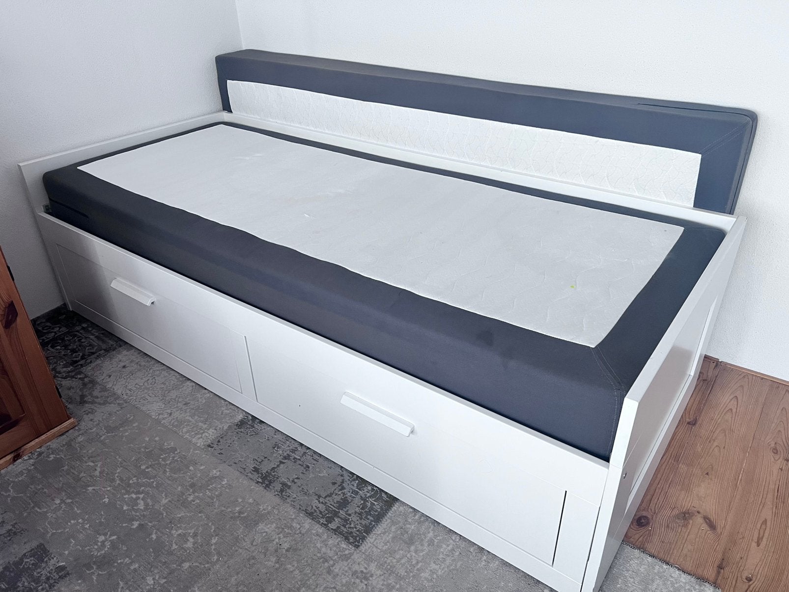 IKEA BRIMNES bed 205 x 87 x 58, Ophalen, Eenpersoons, Wit, Zo goed als nieuw