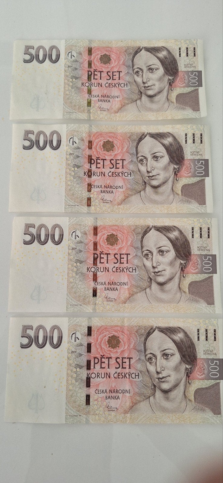 Set van 4 x 500 Korun biljetten met opvolgende serienummers., Postzegels en Munten, Bankbiljetten | Europa | Eurobiljetten, Ophalen of Verzenden