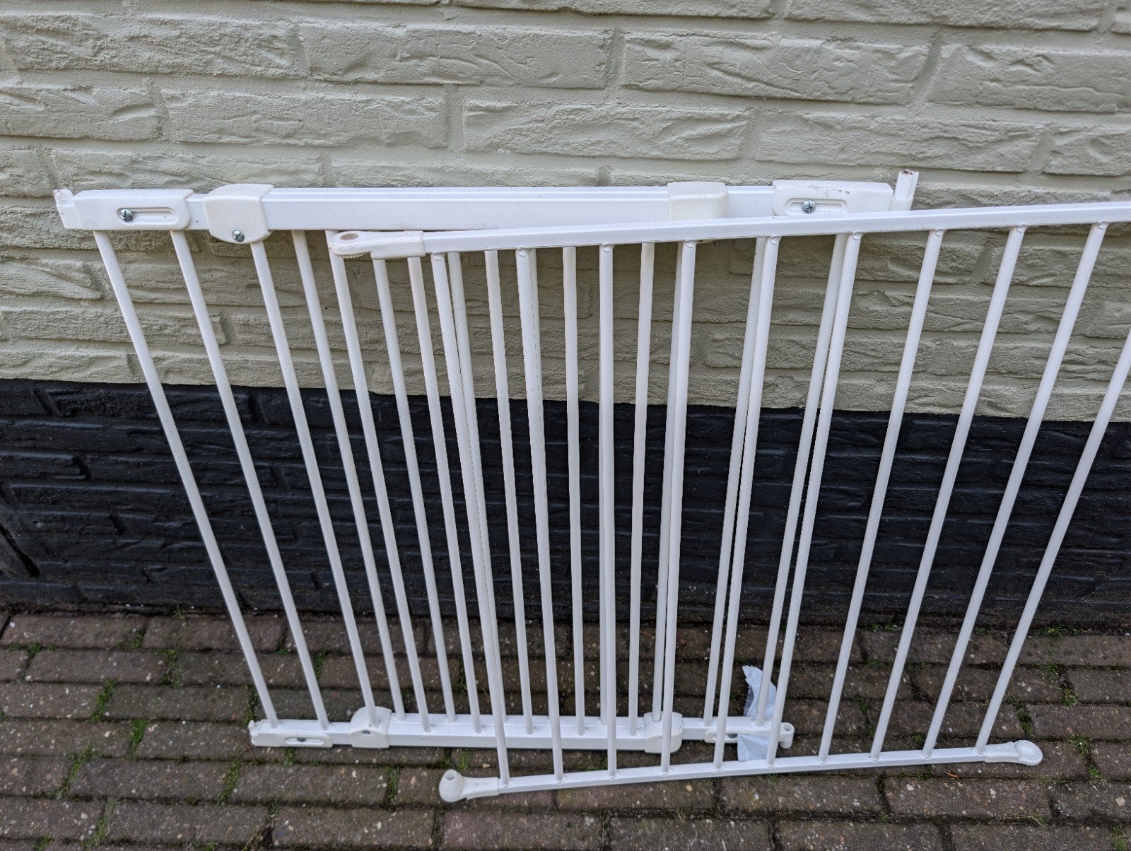 Wit metalen traphekje, uitschuifbaar, Ophalen, Gebruikt, 100 tot 115 cm, Metaal of IJzer
