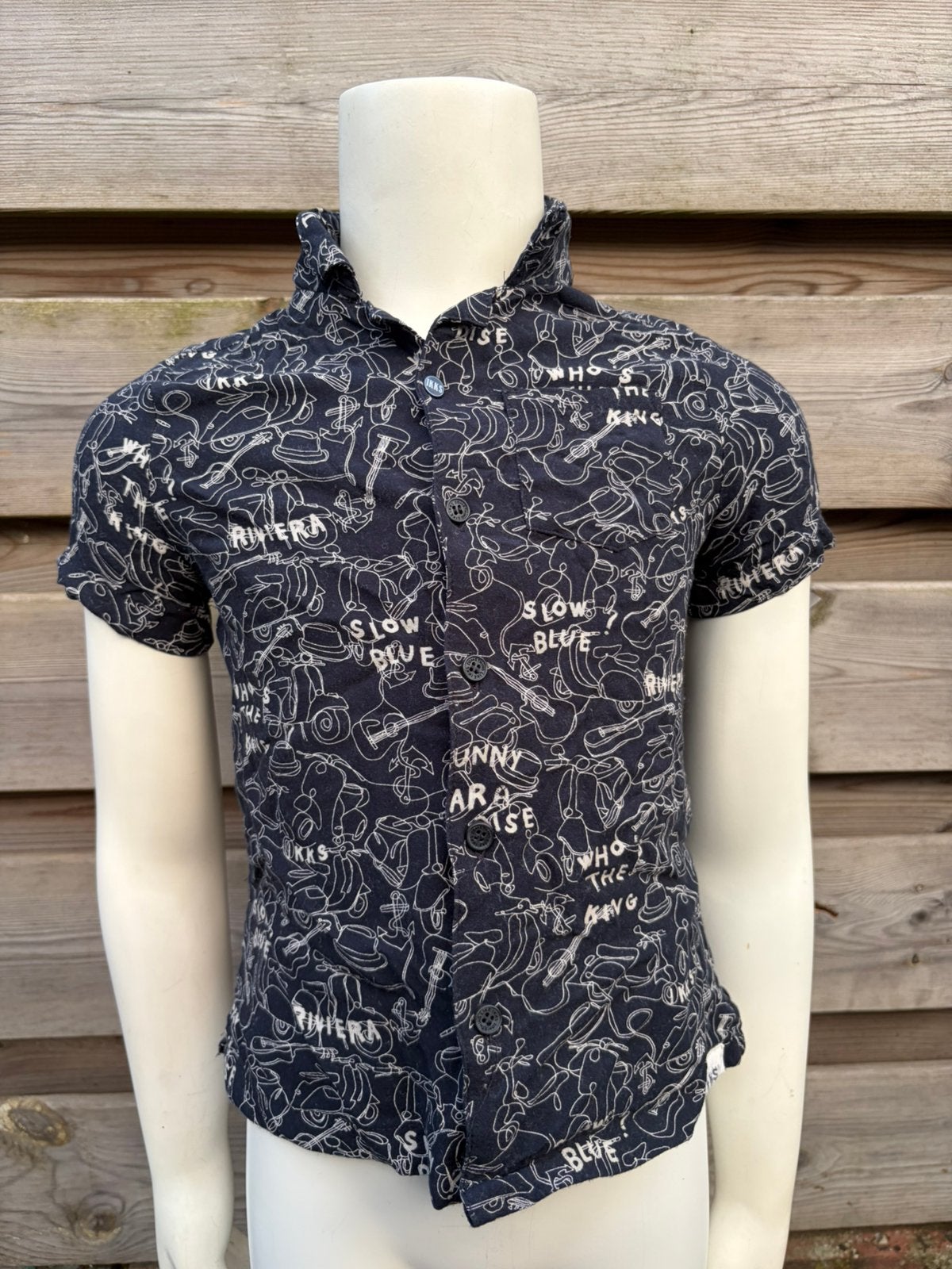Ikks blouse overhemd korte mouw 110 blauw, Ophalen of Verzenden, Zo goed als nieuw, Jongen, Overhemd of Blouse