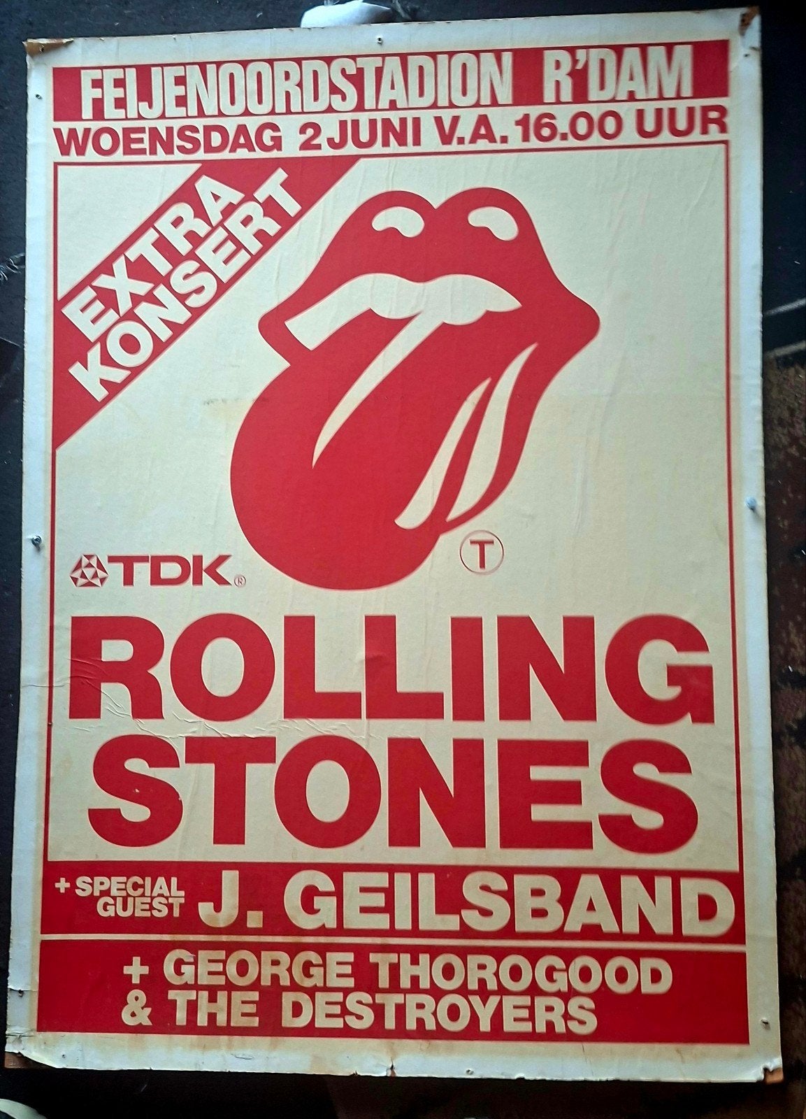 Rolling Stones Feijenoord Stadion R'dam Extra Konsert Poster, Verzamelen, Ophalen of Verzenden