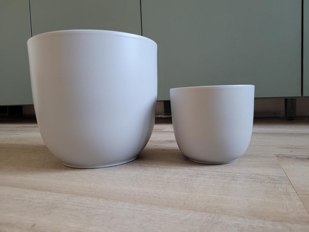Bloempot (licht)Grijs 14 & 22 cm - Everydays by Intratuin, Ophalen, Gebruikt, Rond, Binnen