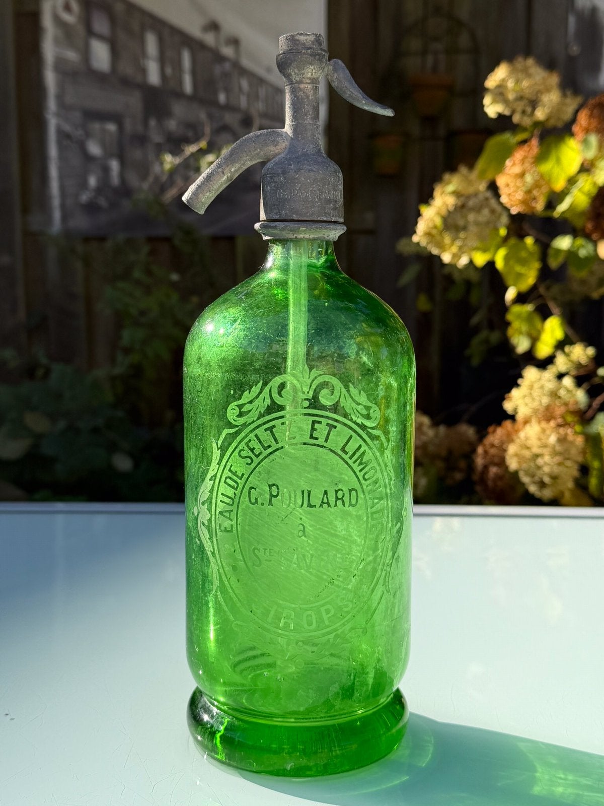 Spuitwaterfles groen glas Frankrijk 1, Ophalen of Verzenden