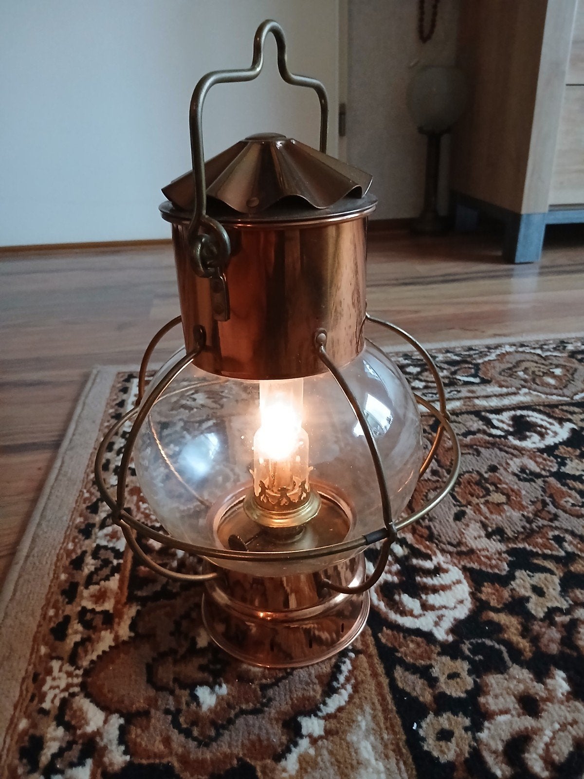 Antieke koperen scheepslamp/lantaarn, Ophalen of Verzenden