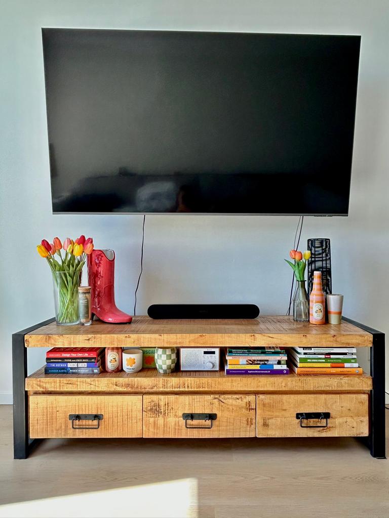 Mangohouten TV meubel, Huis en Inrichting, Ophalen, Zo goed als nieuw, 25 tot 50 cm, Minder dan 100 cm