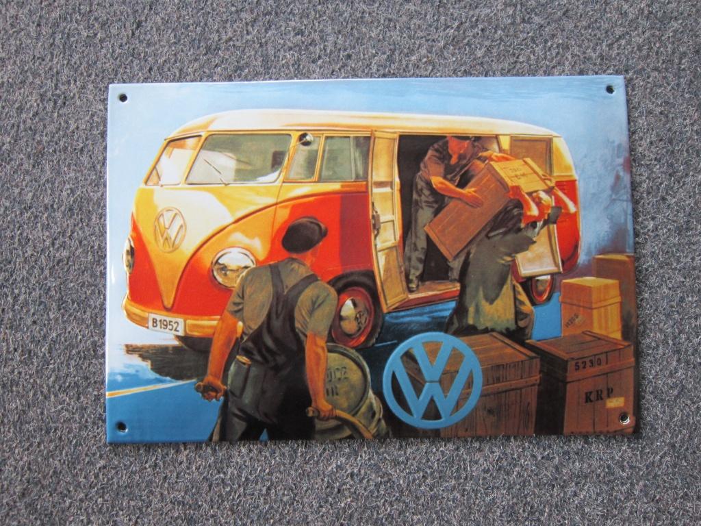 VOLKSWAGEN EMAILLE RECLAMEBORD, Ophalen, Zo goed als nieuw, Reclamebord