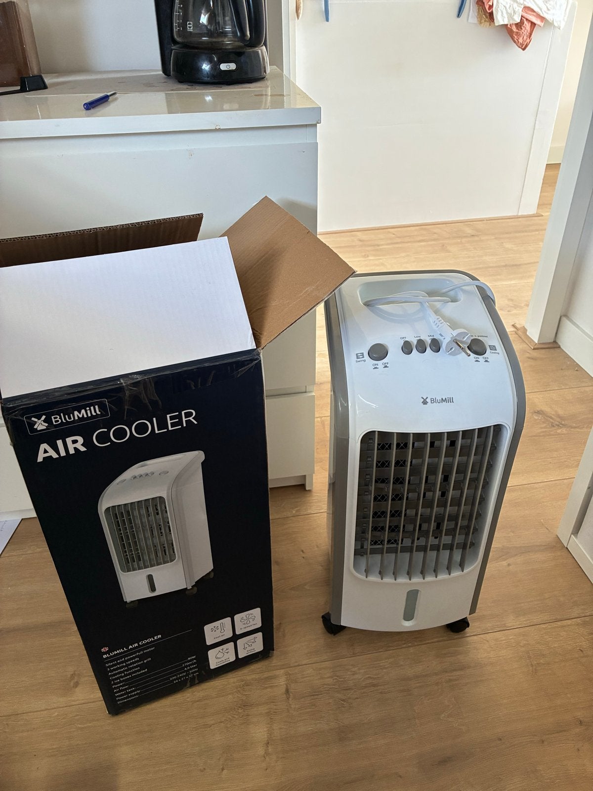 BluMill Air Cooler - Mobiele Airco met Koel- en Ventilatie, Witgoed en Apparatuur, Airco's, Minder dan 60 m³, 3 snelheden of meer