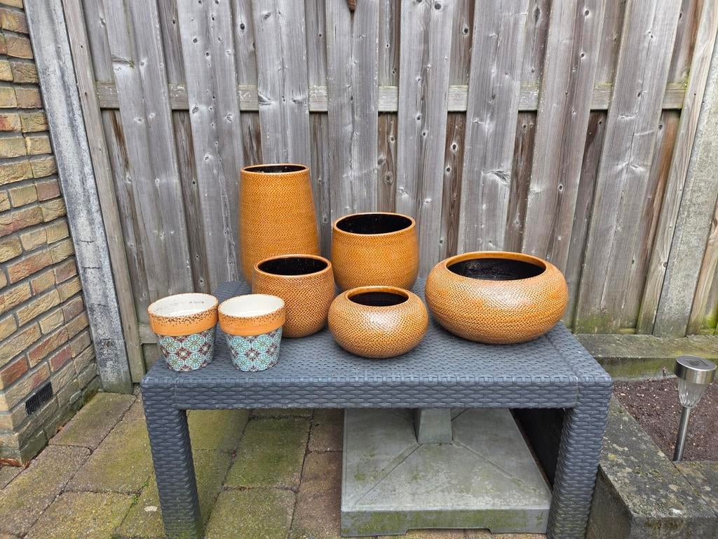 Set van 7 Intratuin potten en vazen, Gebruikt, Rond, Binnen, Aardewerk