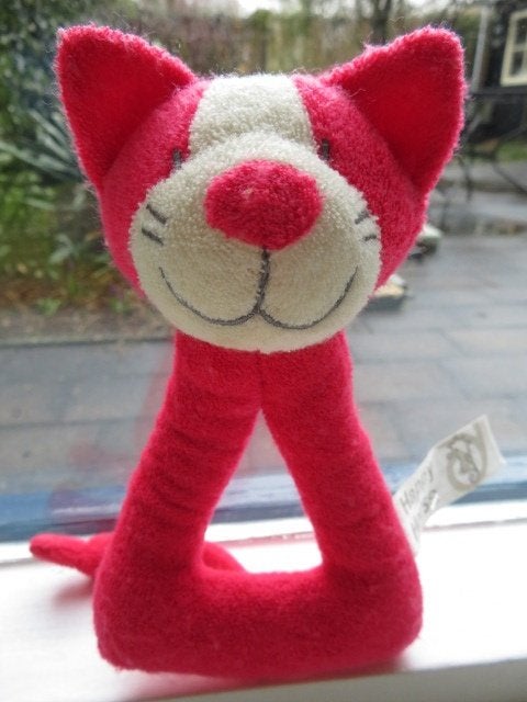 Rammelaar poes kat Cat Nosy merk Happy Horse rood badstof, Happy Horse, Ophalen of Verzenden, Zo goed als nieuw, Wasbaar