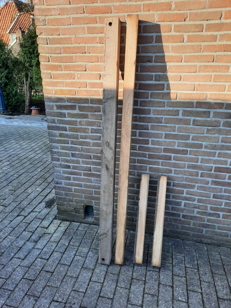 4 eikenbalken, Tuin en Terras, Ophalen, Gebruikt, Minder dan 180 cm, Palen