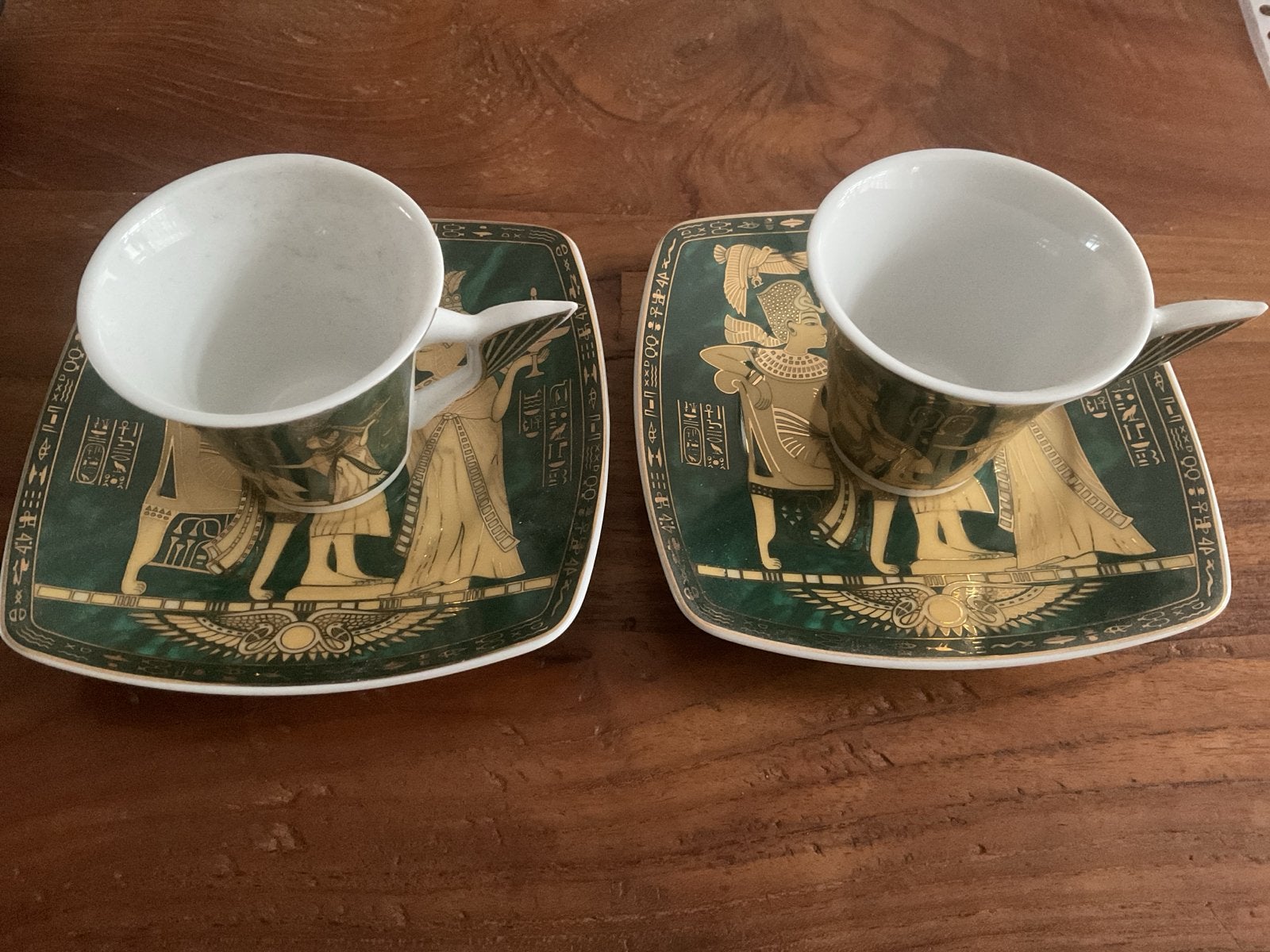 Set van 2 Egyptische koffiekopjes met schotels - Fathi Mahmo, Ophalen of Verzenden