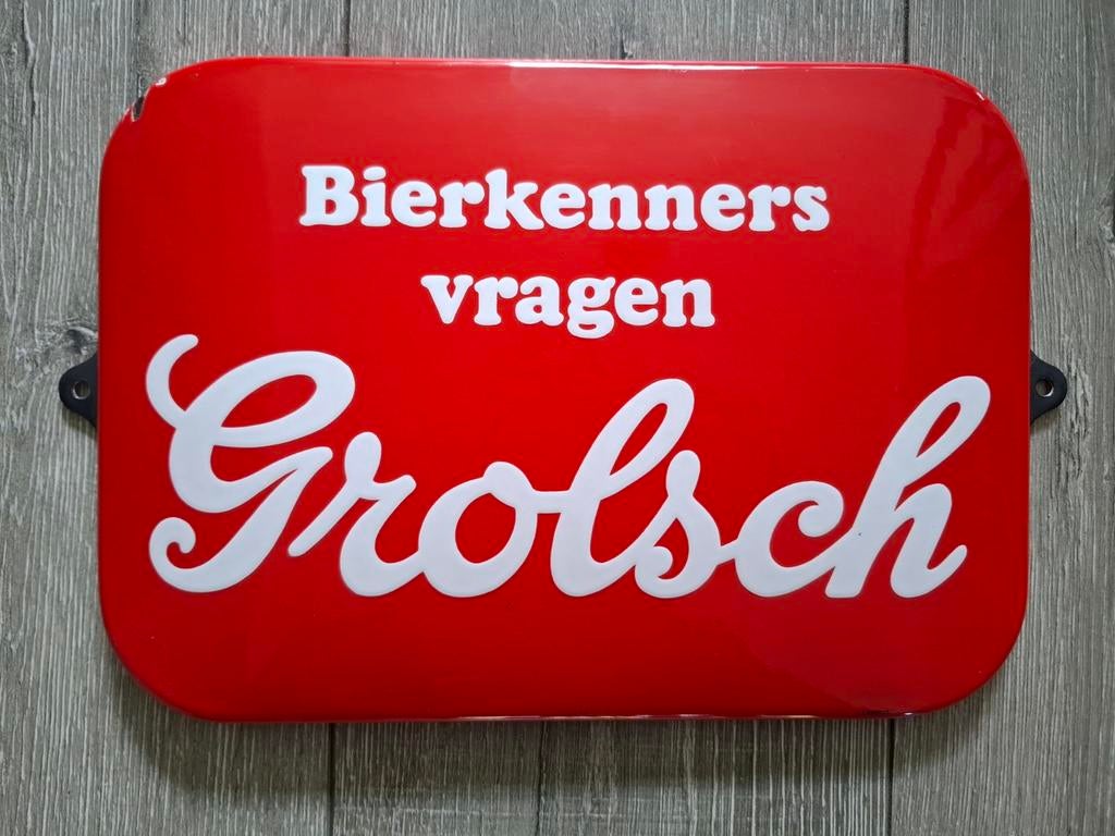Emaille reclamebord grolsch, Ophalen of Verzenden, Zo goed als nieuw, Reclamebord, Plaat of Schild, Grolsch