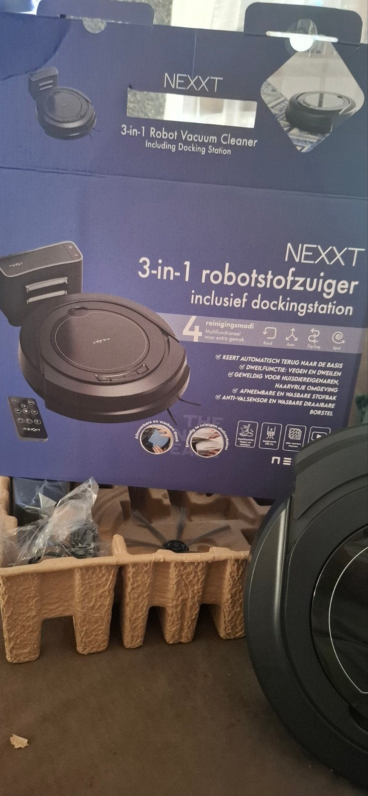 NEXXT 3-in-1 Robotstofzuiger met dockingstation, Ophalen, Overige merken, Dweilfunctie, Nieuw