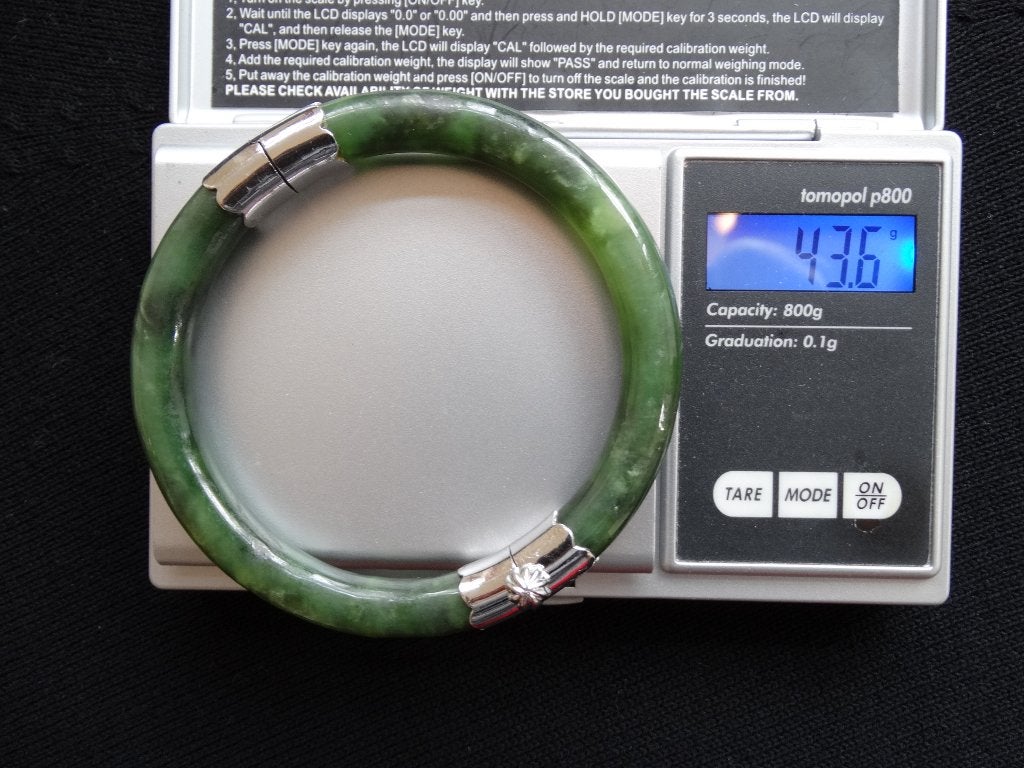 Jade, jadeiet (jadeite) armband met zilveren onderdelen, Groen, Verzenden, Sieraad, Natuurlijk materiaal