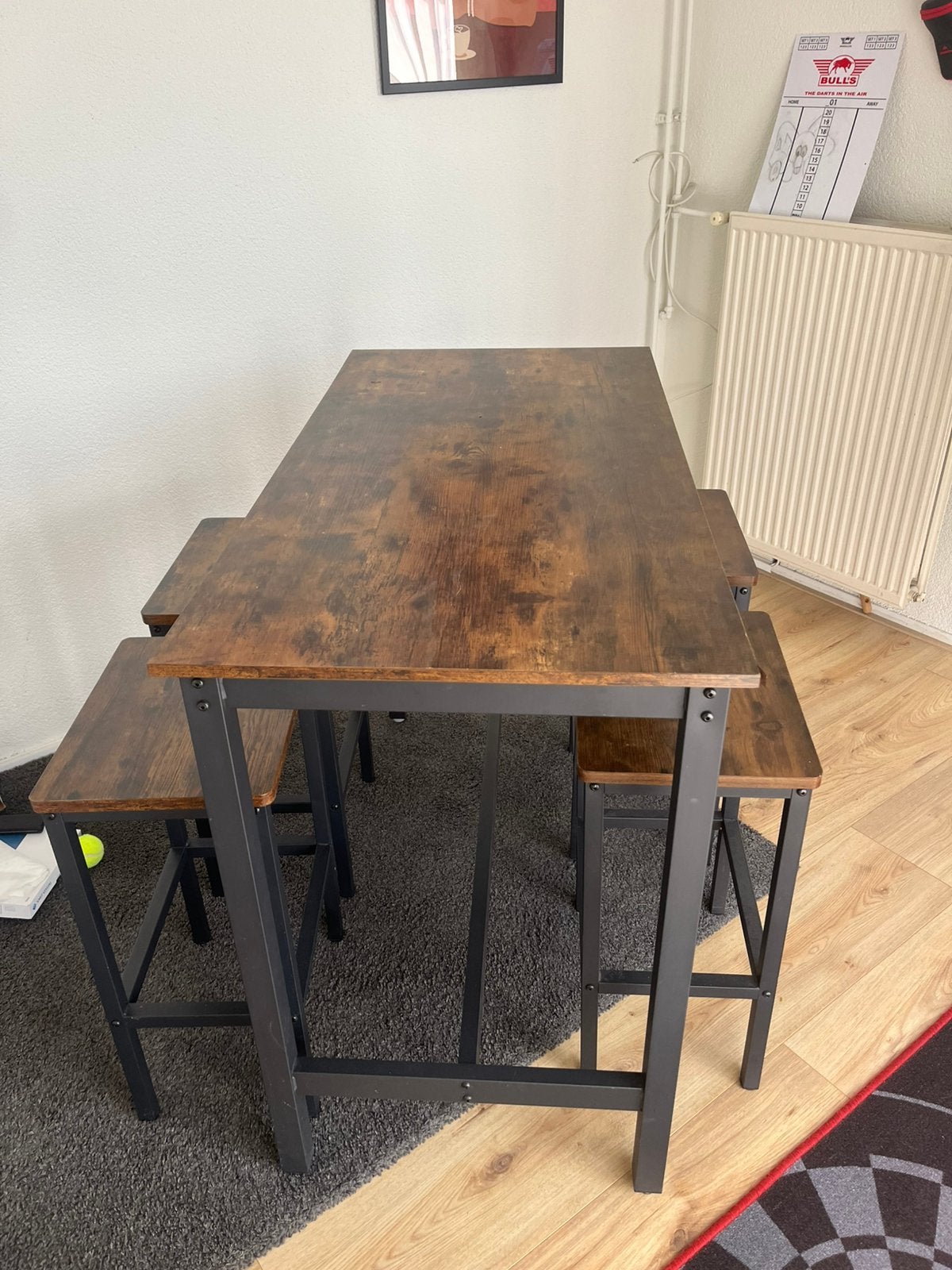 Bartafel met 4 krukken, Huis en Inrichting, Tafels | Statafels, Ophalen, Gebruikt