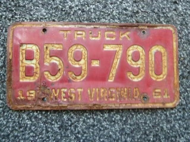 Kentekenplaat licenseplate West Virginia 1961 Truck USA, Verzenden, Gebruikt, Auto's