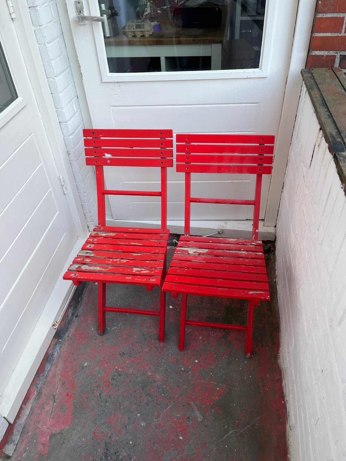 Twee Tuinstoelen, balkonstoelen, Ophalen, Gebruikt, Kunststof