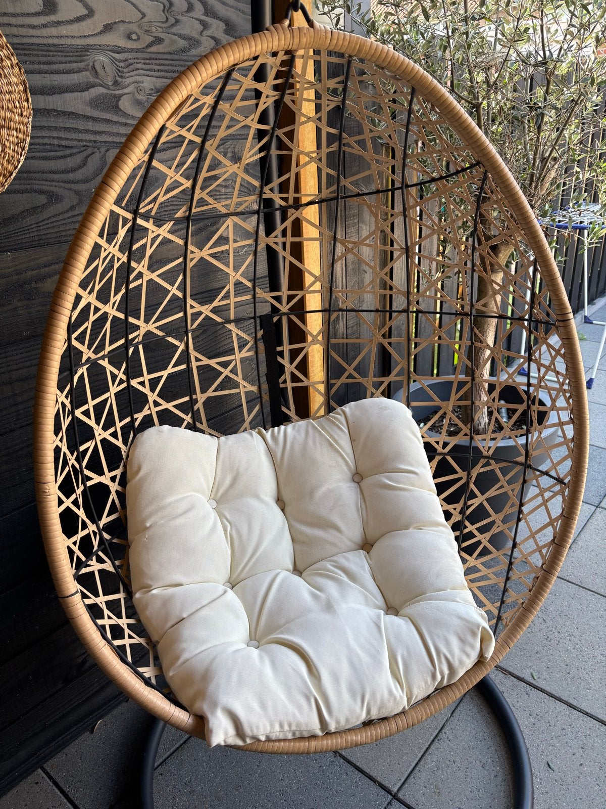 Hangstoel swing met standaard - naturel - ø104x200 cm, Ophalen of Verzenden, Nieuw, Rotan