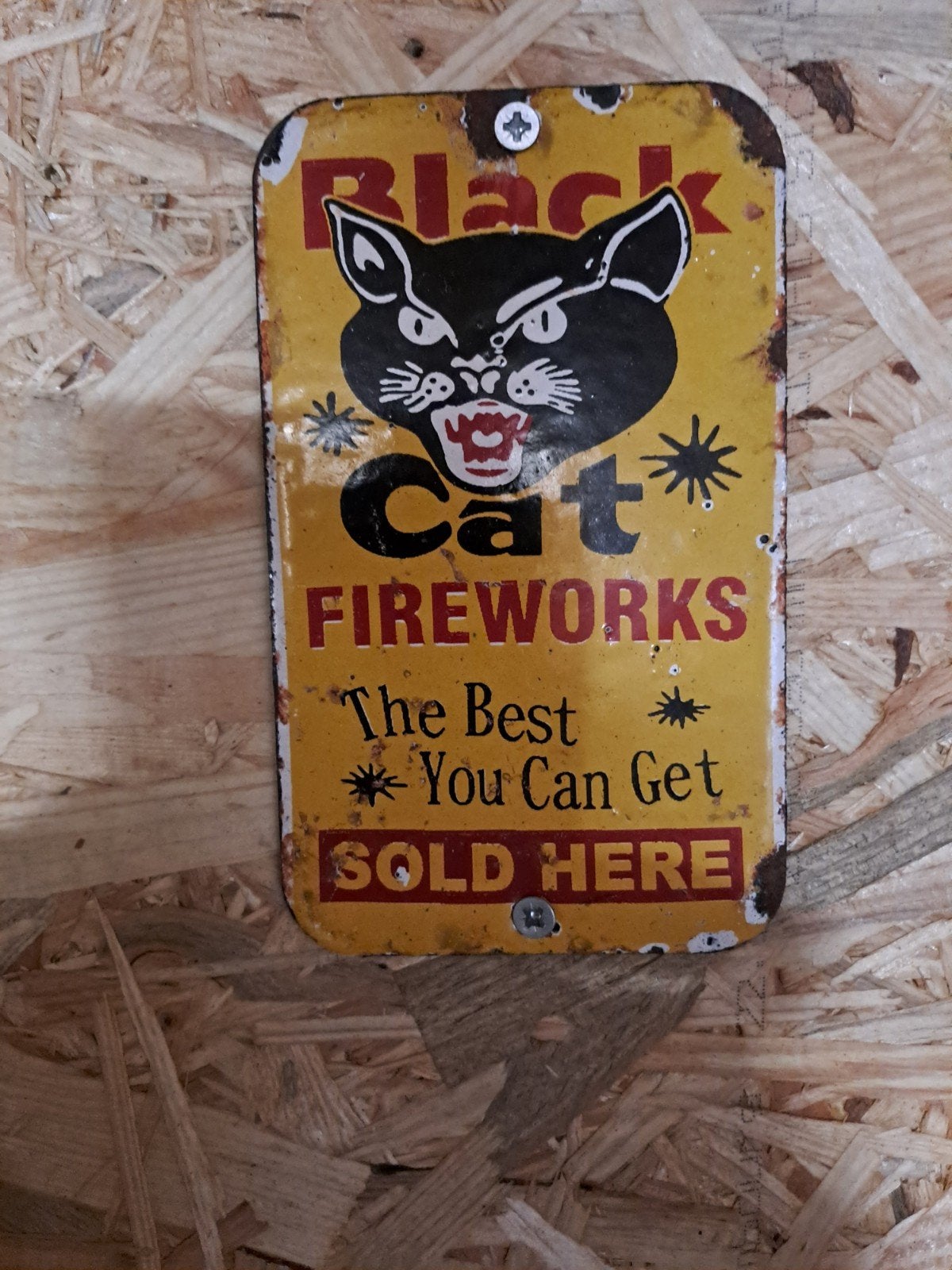 Oud emaille deurpostje Black.Cat, Ophalen of Verzenden, Gebruikt, Reclamebord