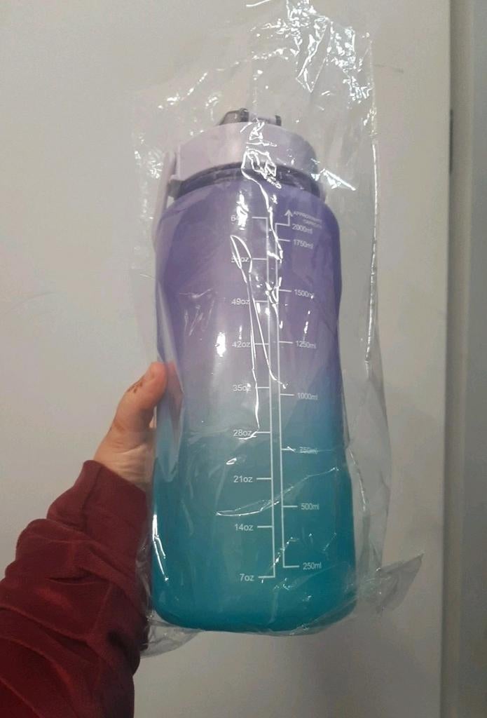 Grote drinkfles met tijdmarkeringen - 2 liter, Ophalen of Verzenden