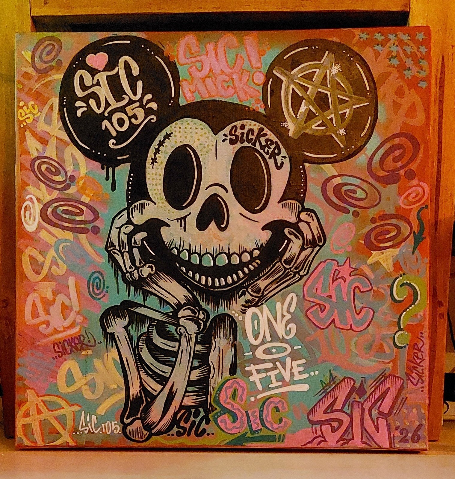 graffiti schilderij kunst graffitie mickey mouse, Ophalen of Verzenden