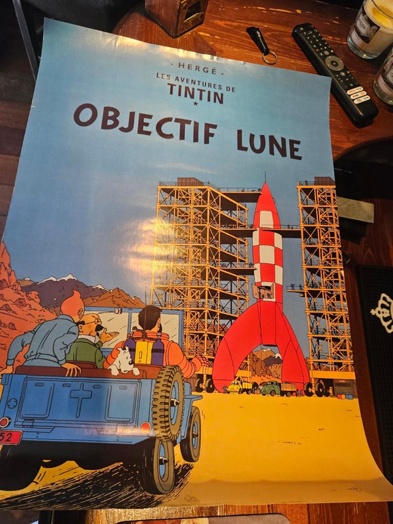 Kuifje poster - Objectif Lune (Hergé), Verzamelen, Posters, Gebruikt, Film en Tv, A1 t/m A3, Rechthoekig Staand, Ophalen of Verzenden