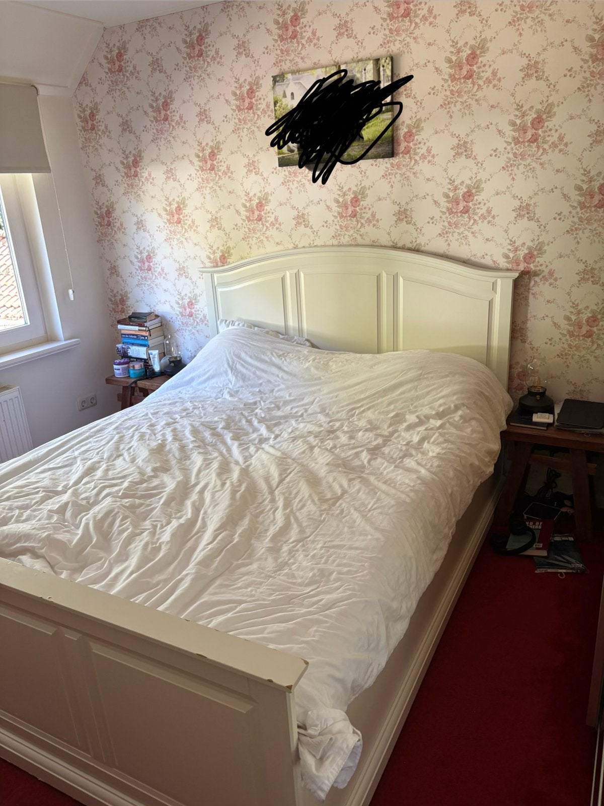 Tweepersoonsbed IKEA 160x210 cm, Huis en Inrichting, Ophalen, Gebruikt, Wit, Tweepersoons