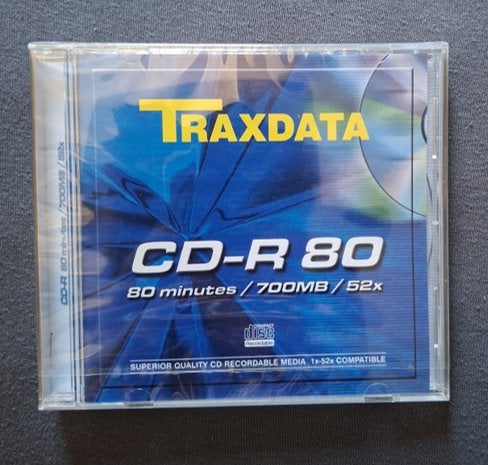 Traxdata CD-R disc. 80 minuten. 700MB. 52x SPEED. 5 stuks, Ophalen of Verzenden, Nieuw, Cd, Traxdata