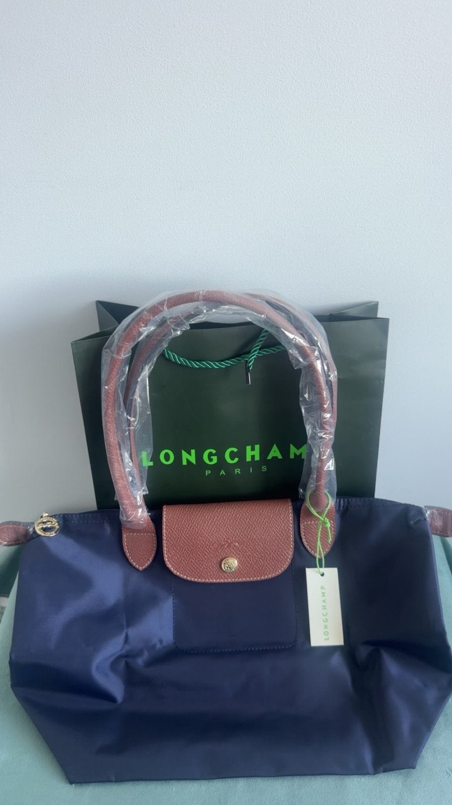 Longchamp Le Pliage Shopper Medium Long, Ophalen of Verzenden, Nieuw, Blauw, Shopper