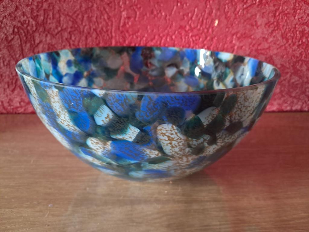 Prachtige kleurrijke glazen schaal., Ophalen of Verzenden