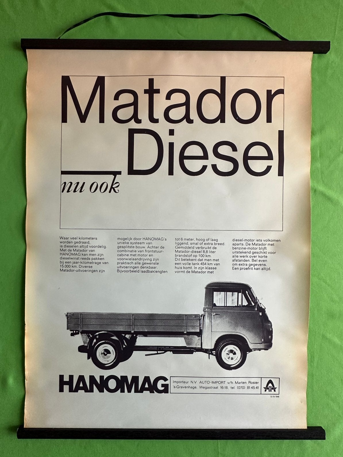 Hanomag originele Nederlandse dealer poster XL ca. 91x65cm, Ophalen of Verzenden, Gebruikt, Auto's