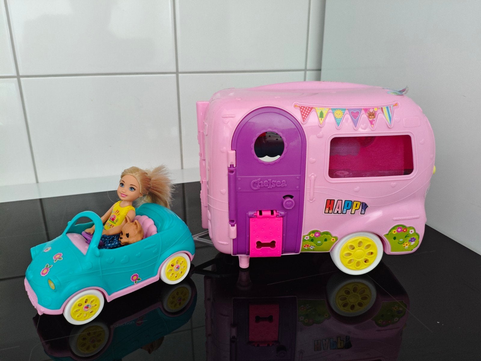 Barbie Chelsea camper compleet, Ophalen of Verzenden, Zo goed als nieuw, 6 jaar of ouder