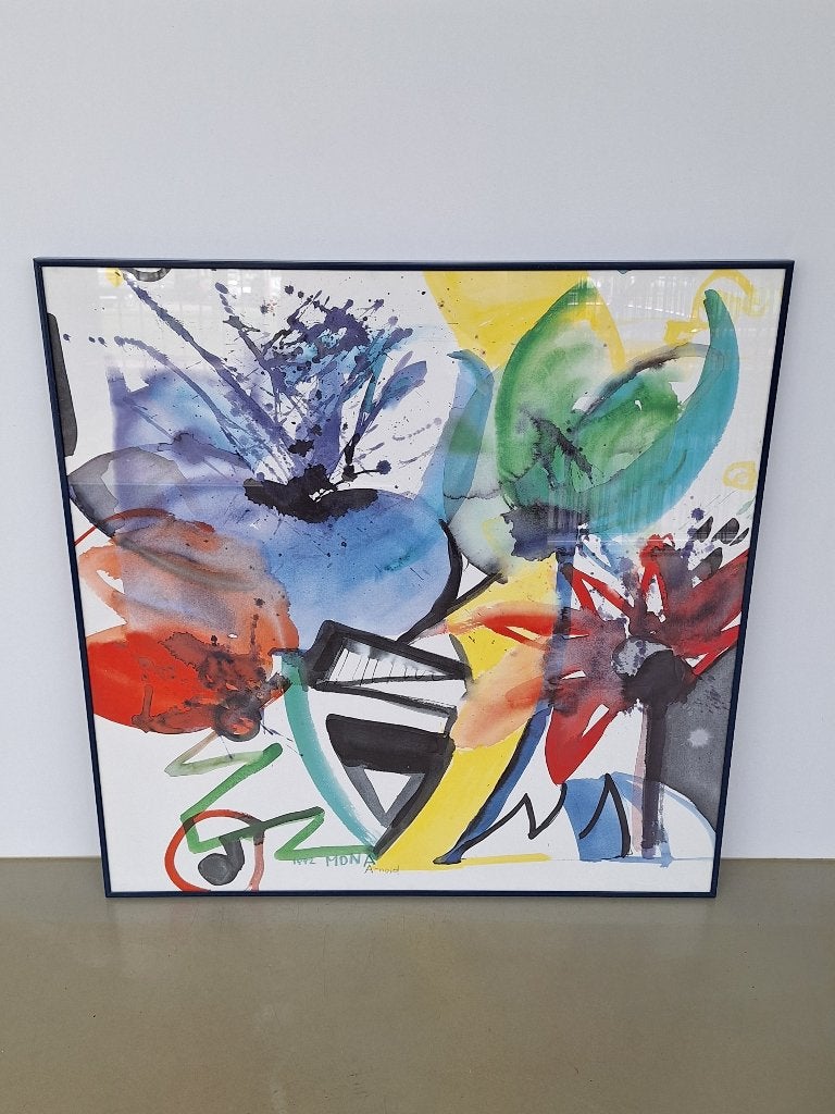 abstract litho schilderij Mona Arnold kunstwerk 70x70cm, Ophalen