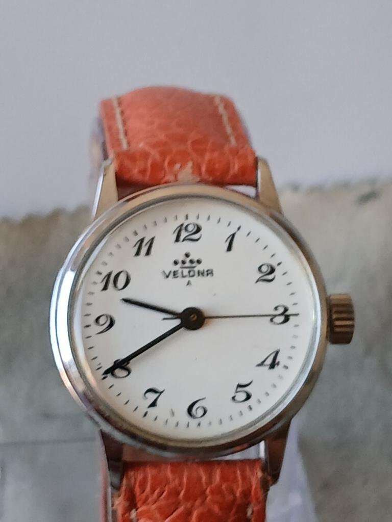 Vintage Velona V&D jaren '60 horloge, Swiss uurwerk, leer, Ophalen of Verzenden, Gebruikt
