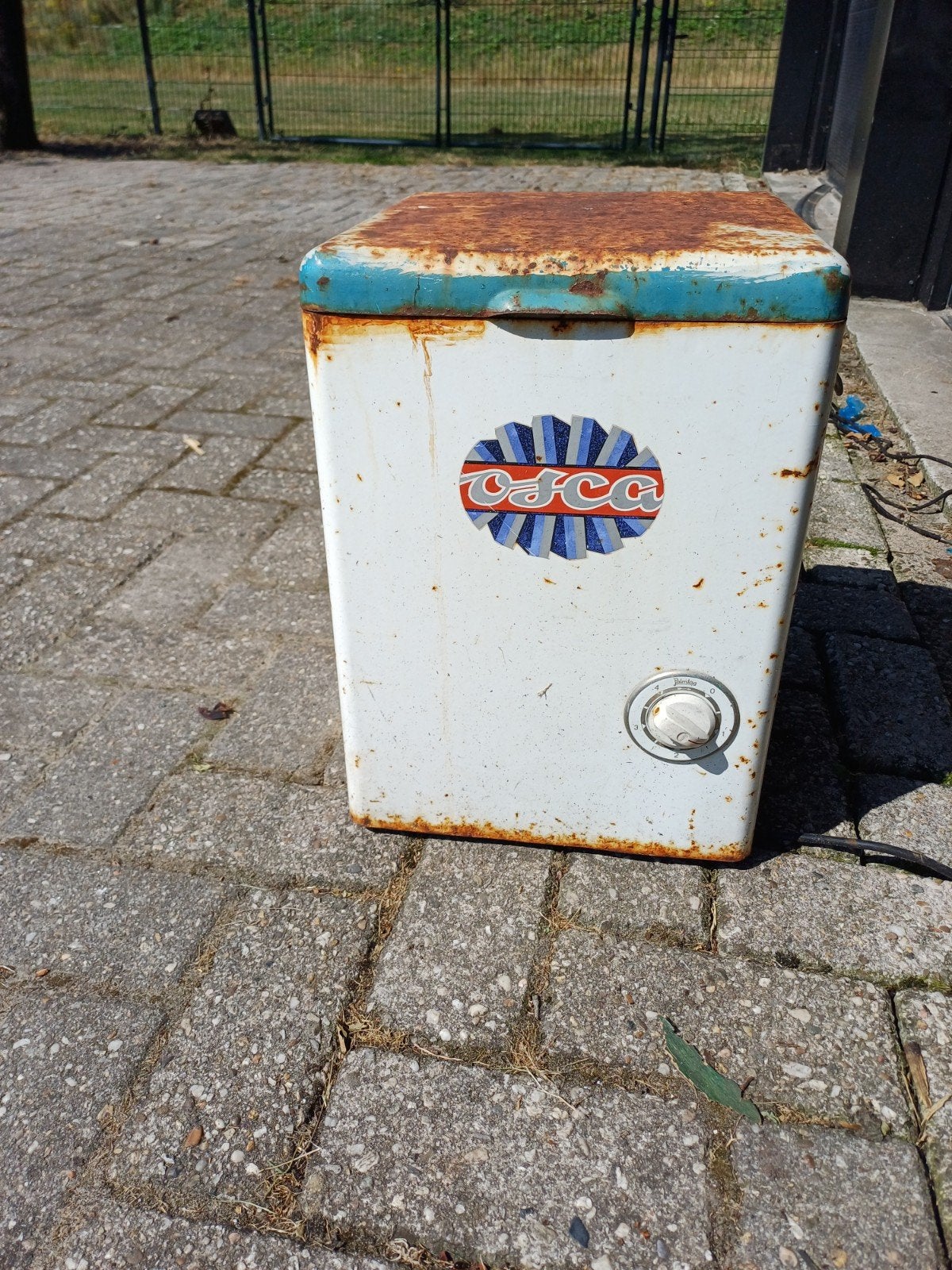 Vintage werkende aardappelschrapmachine jaren '60 met RVS tr, Ophalen