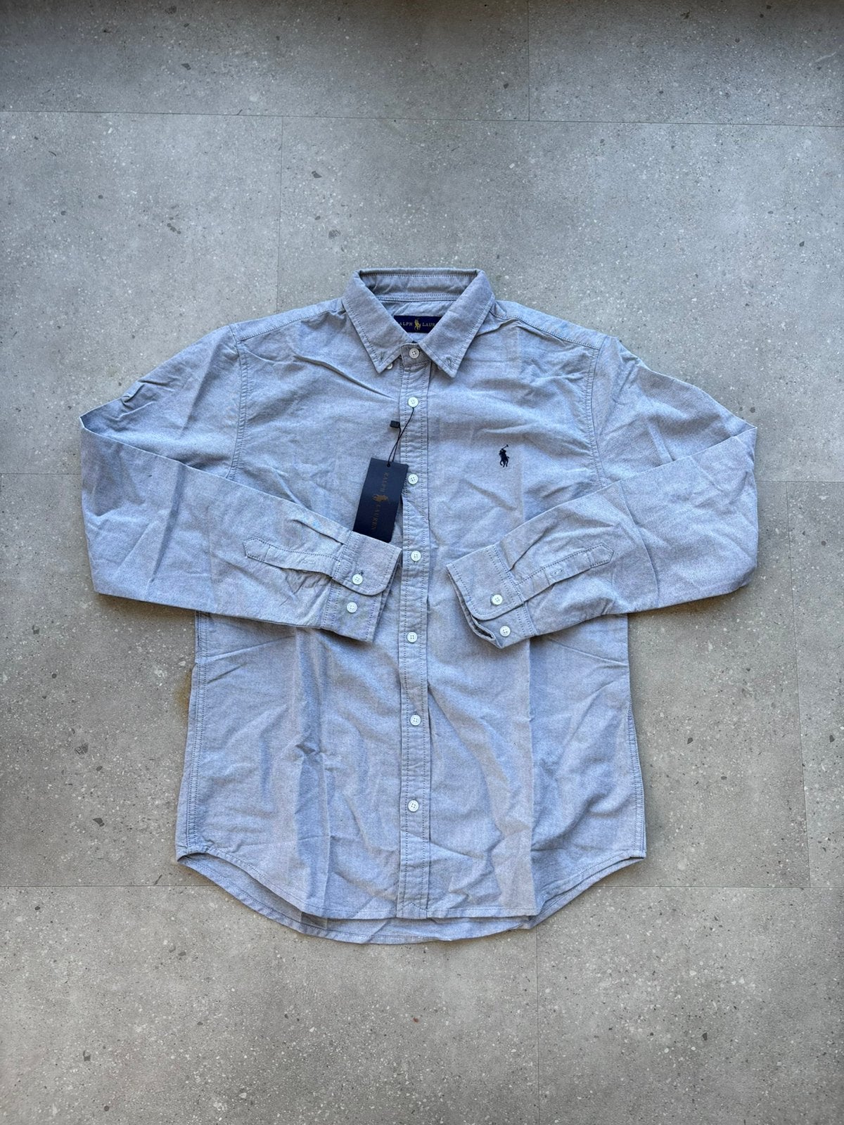 Polo Ralph Lauren Overhemd Oxford Grijs Maat M, Ophalen of Verzenden, Nieuw, Grijs, Halswijdte 39/40 (M)