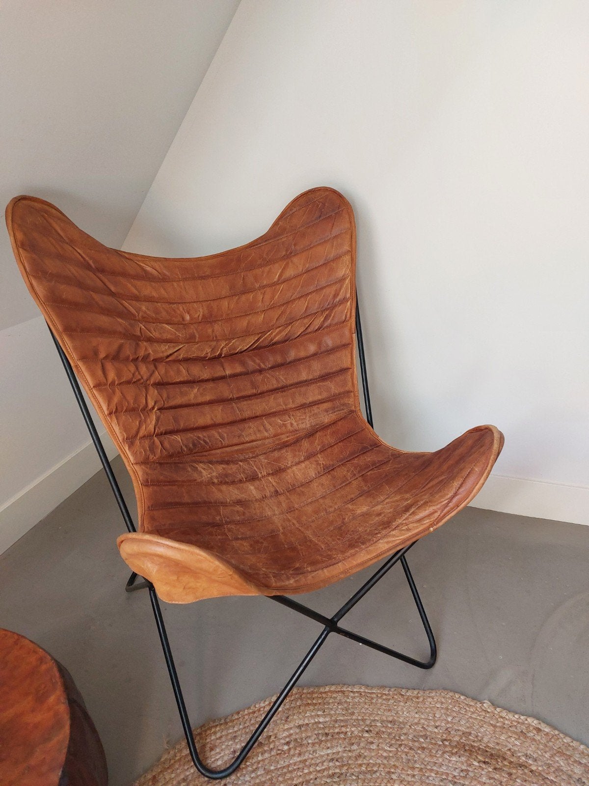 Vlinderstoelen leer, Huis en Inrichting, Ophalen, Bruin, Leer