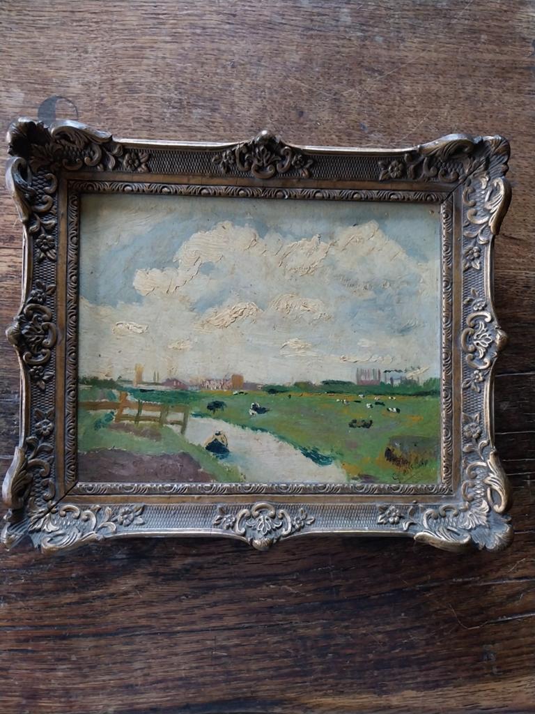 Landschapje met koeien., Ophalen of Verzenden