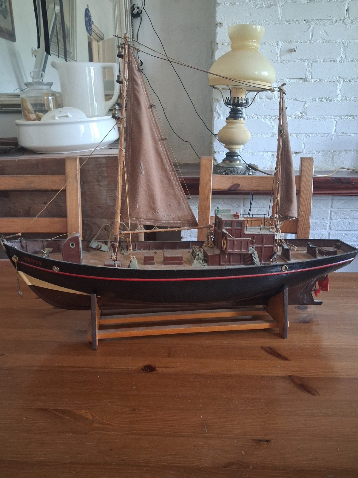 Houten Scheepsmodel "Hetty" - Gedetailleerd Zeilschip, Ophalen, Gebruikt, Groter dan 1:32, Overige merken