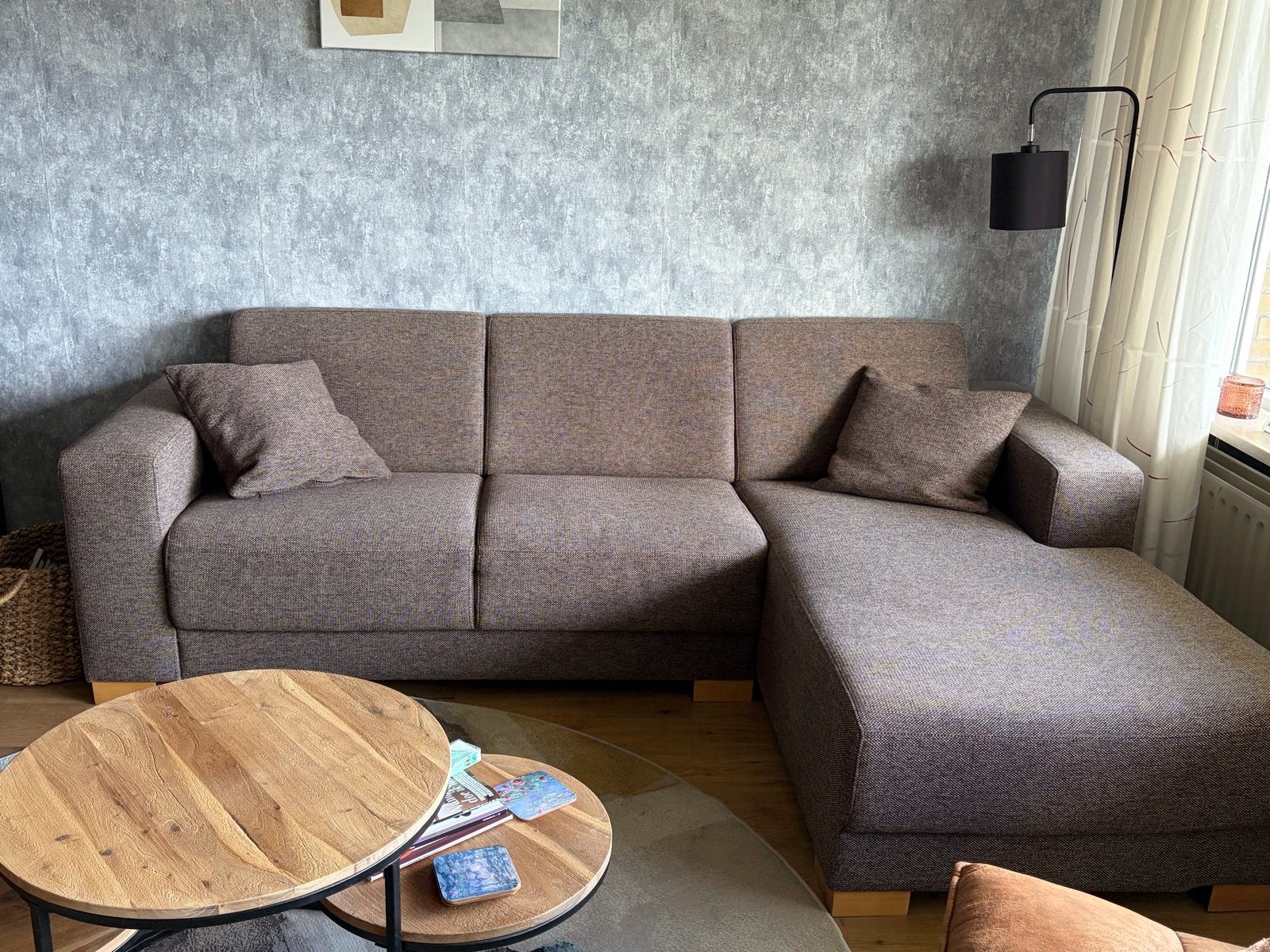 Comfortabele hoekbank met chaise longue, Ophalen, Gebruikt, 125 tot 150 cm, Hoekbank