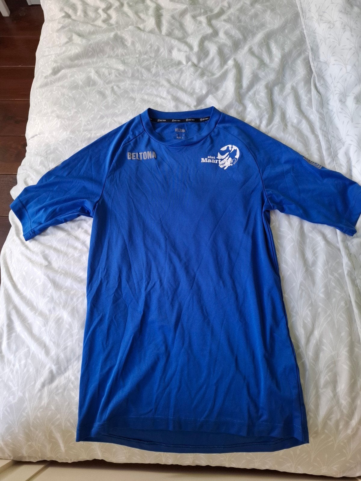 Gym t shirt  sint maartens college maat s, Ophalen, Blauw, Zo goed als nieuw, Beltona