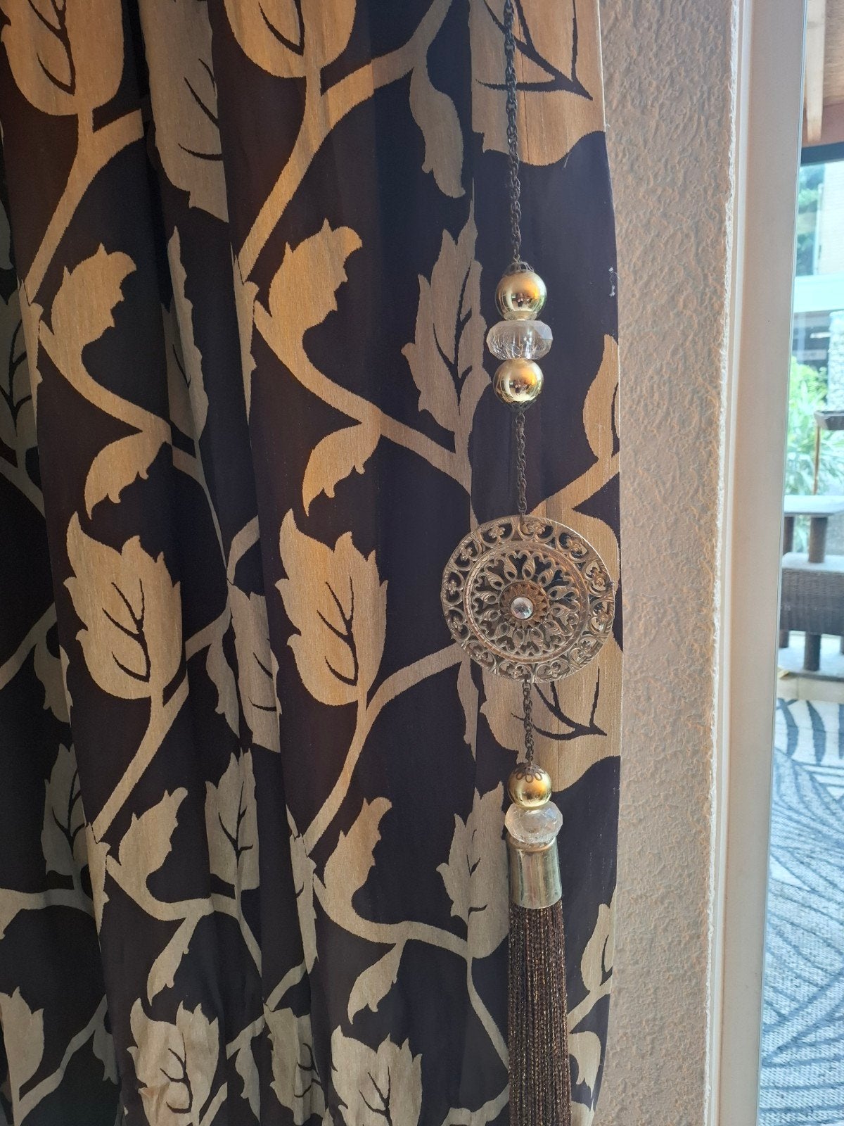 Set Decoratieve gordijnkwasten met medaillon en kralen, Meerkleurig, Ophalen of Verzenden, Metaal, Klassiek