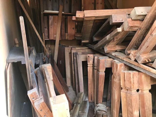hout reparatie oud teak b.v. boot tafelpoten, Ophalen, Gebruikt