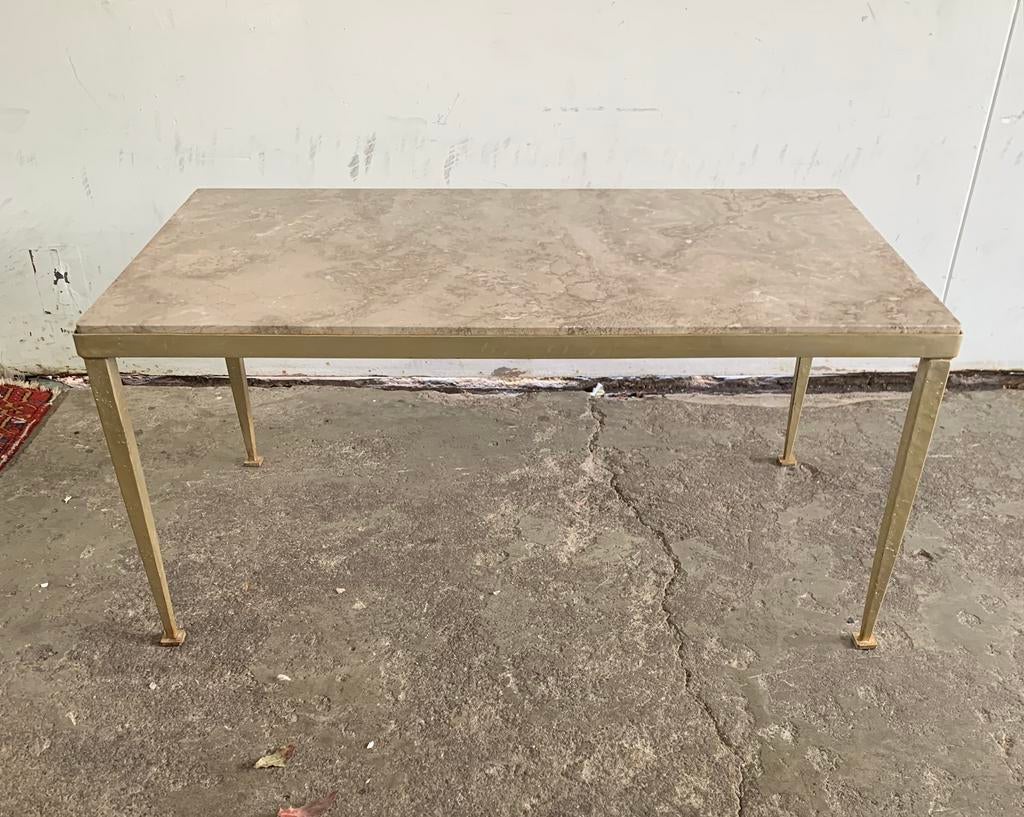 Salontafel Vintage marmeren metalen tafel jaren 60., Ophalen of Verzenden, Zo goed als nieuw, Rechthoekig, 50 tot 100 cm