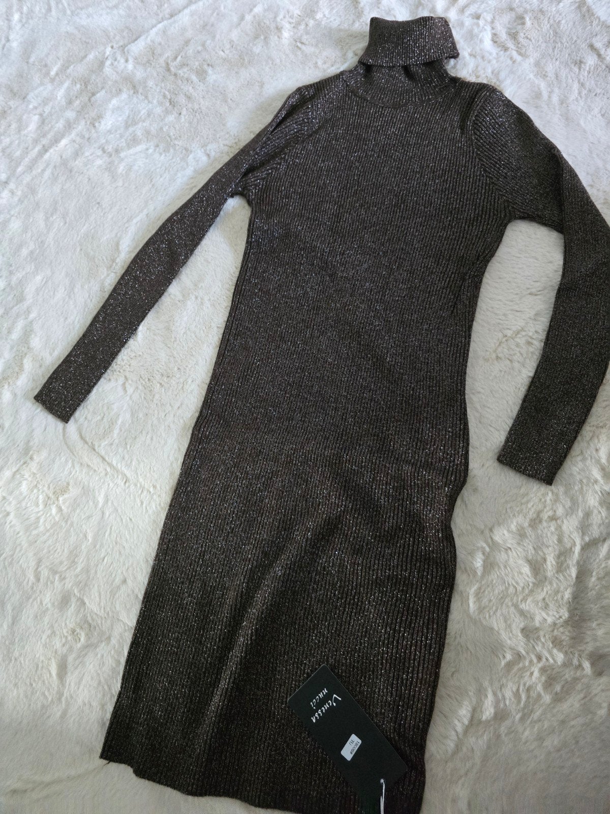 Splinternieuwe Venessa Nucci jurk met col, Maat 38/40 (M), Venessa Nucci, Bruin, Verzenden