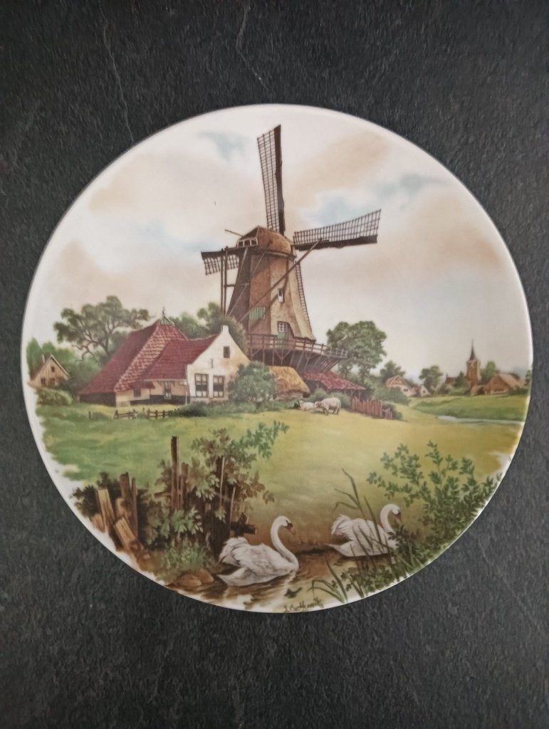 Decoratief Schwabap bord J.C. van Hunnik - Hollandse molen, Ophalen of Verzenden
