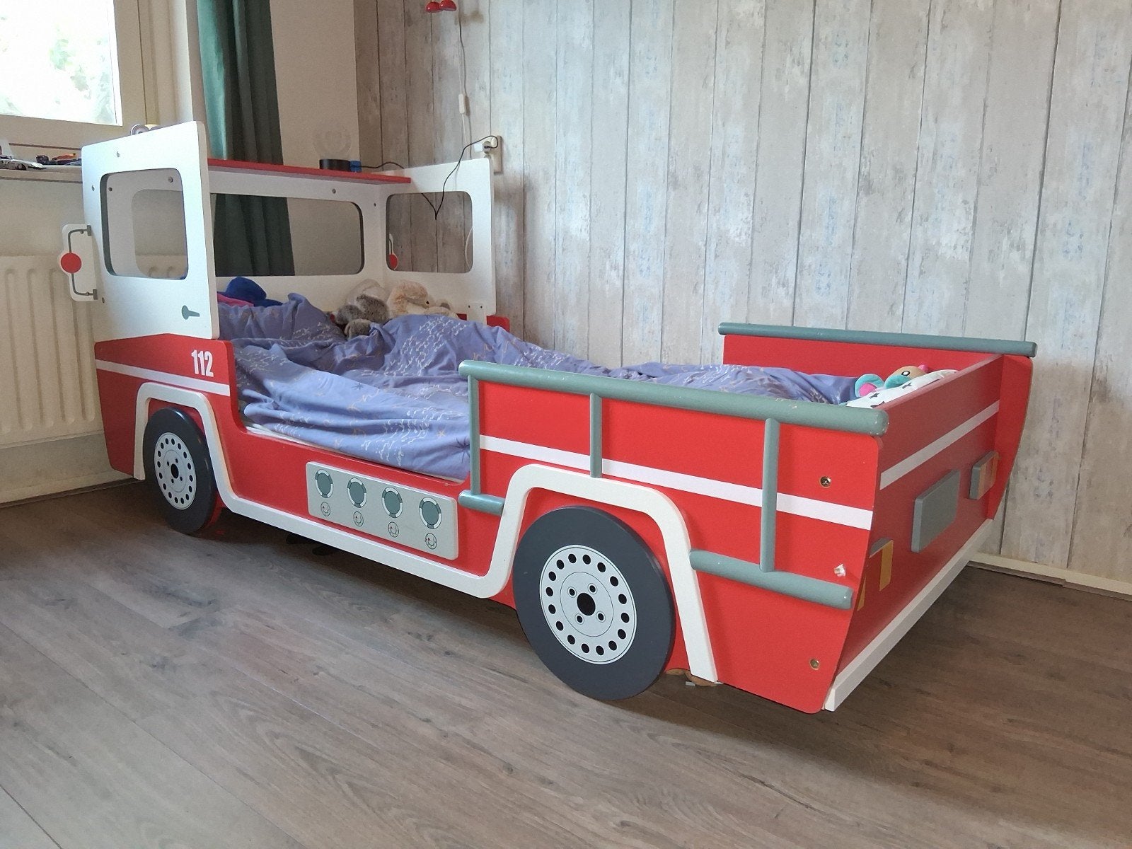 Brandweer kinderbed, Ophalen, 85 tot 100 cm, Gebruikt, Lattenbodem
