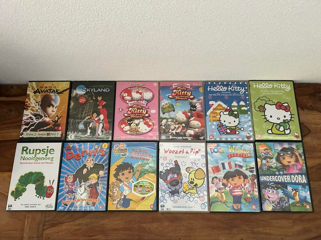 Grote collectie kinder DVD's: Hello Kitty,Dora, Woezel & Pip, Avontuur, Alle leeftijden, Boxset, Ophalen of Verzenden